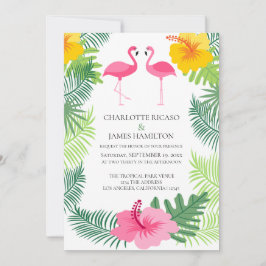 Invitación Boda tropical del flamenco rosado personalizado