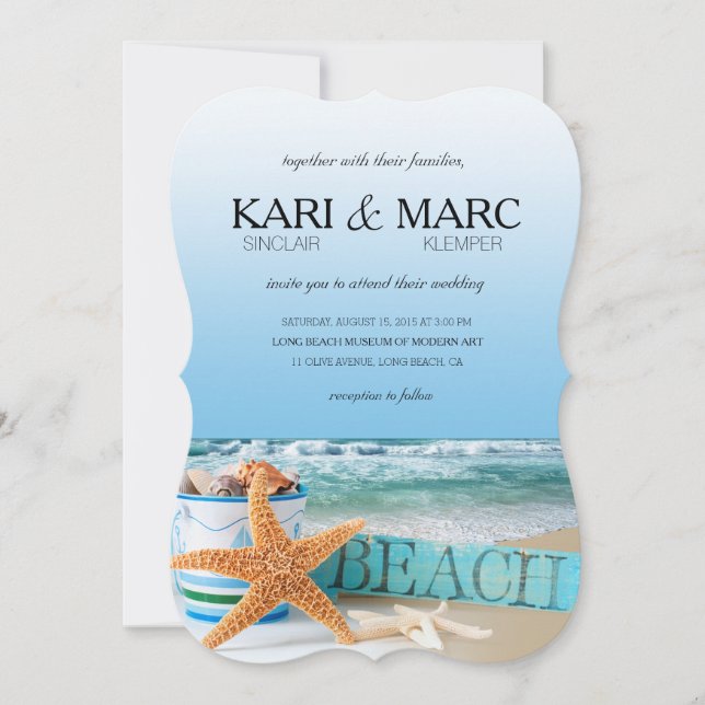 Invitación Boda tropical del verano de la playa de las (Anverso)