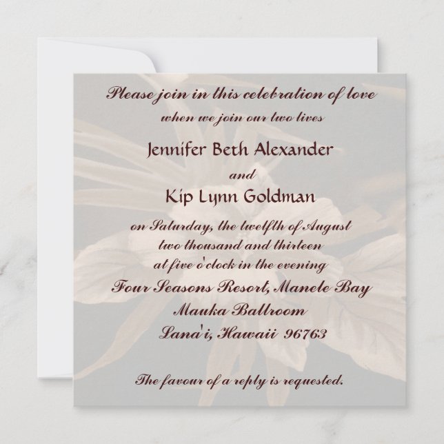Invitación Boda tropical del vintage (Anverso)