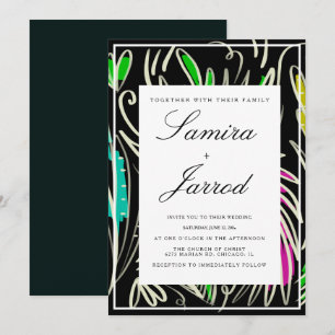 Invitación Boda Tropical Dibujada a Mano con Verdor Botánico