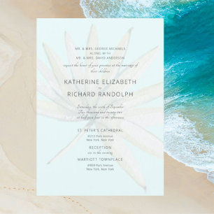 Invitación Boda Tropical Dos Lugares Azul Hielo Ambos Padres