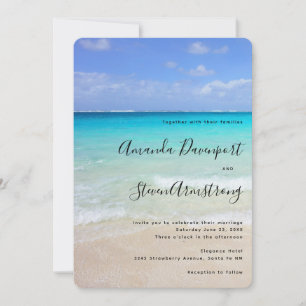 Invitación Boda Tropical en la Playa del Caribe de Azul Celes
