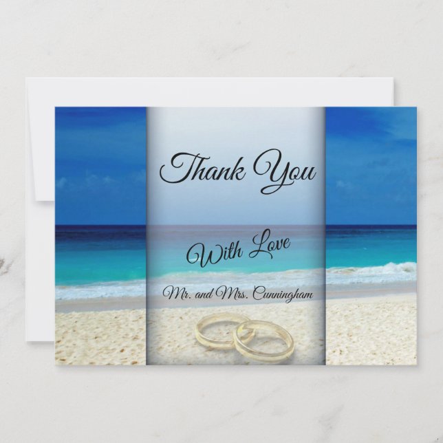 Invitación Boda tropical en la playa y anillos Gracias tarjet (Anverso)