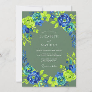 Invitación Boda Tropical Enérgica Verde Salvia