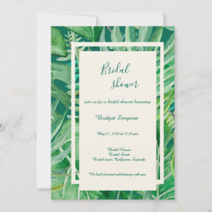 Invitación boda tropical esmeralda ducha de novia