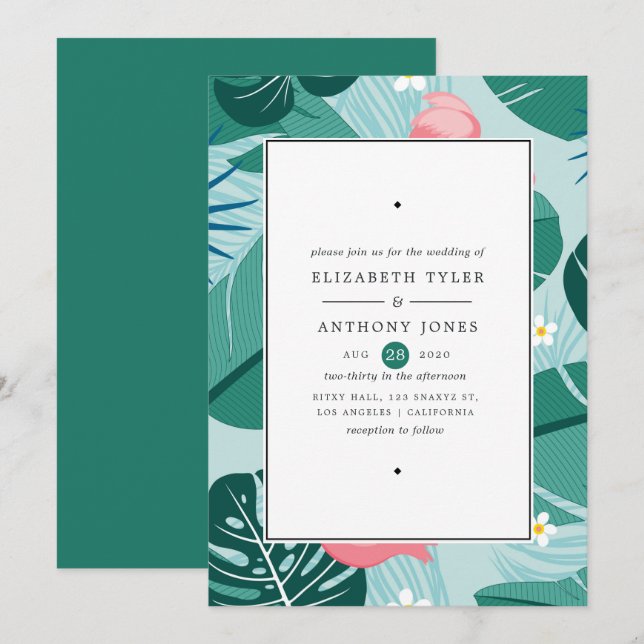 Invitación Boda Tropical Exótica (Anverso / Reverso)