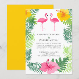 Invitación Boda tropical Flamingo rosa personalizado