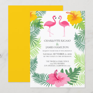 Invitación Boda tropical Flamingo rosa personalizado