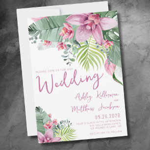 Invitación Boda Tropical Floral Acuarela