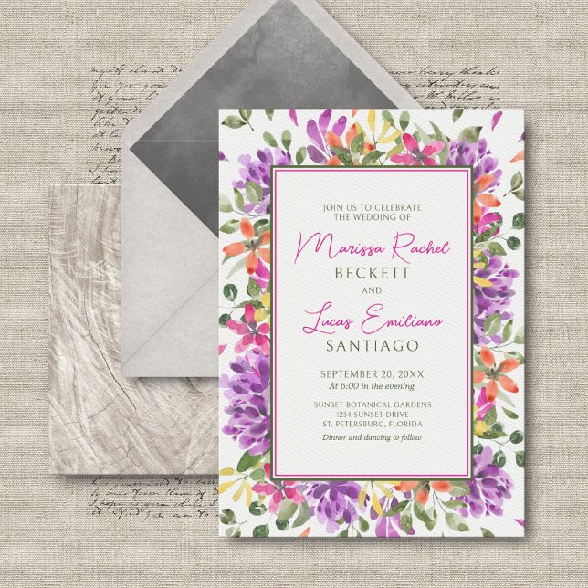 Invitación Boda tropical floral brillante (Subido por el creador)