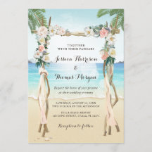 Boda Tropical Floral de Arco de Madera de Playa