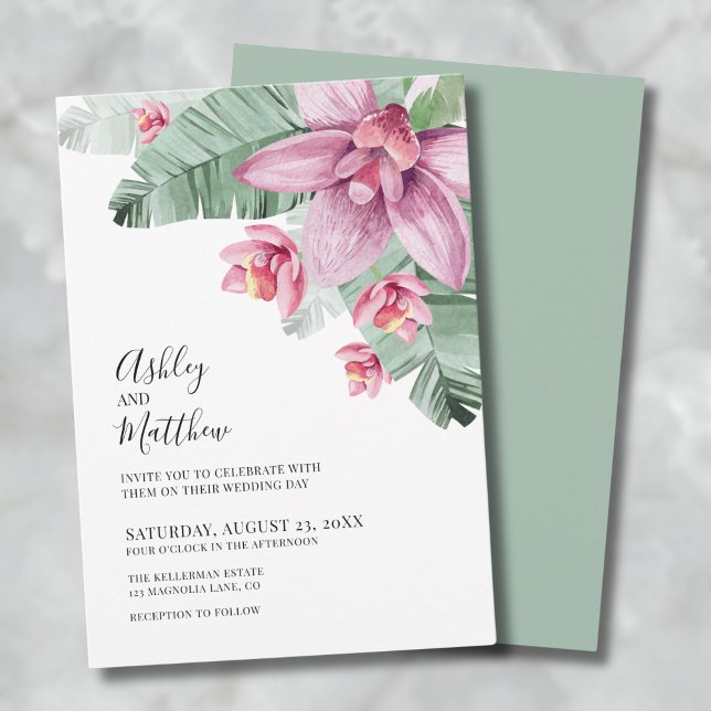 Invitación Boda tropical floral moderno (Modern Floral Tropical Wedding Invitation)