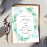 Invitación Boda Tropical Floral Verde Mint<br><div class="desc">Haga que sus huéspedes se entusiasmen con su boda con sus invitaciones de bodas tropicales florales en la Casa de la Moneda.</div>