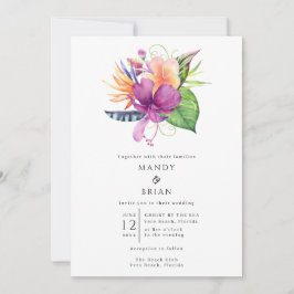 Invitación Boda Tropical Flower Beach Island