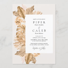 Invitación Boda Tropical Gold Dried Grass