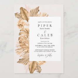 Invitación Boda Tropical Gold Dried Grass