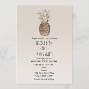 Invitación Boda Tropical Hawaiana de Piña Rústica
