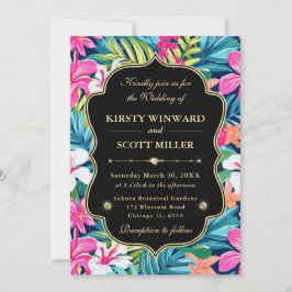 Invitación Boda Tropical Hibisco de Oro