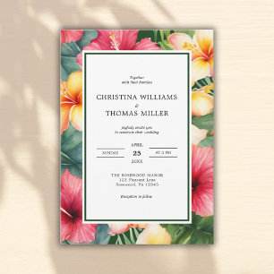 Invitación Boda Tropical Hibiscus Floral de destino