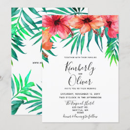 Invitación Boda Tropical Hibiscus Hawaiian Beach