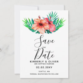 Invitación Boda Tropical Hibiscus Hawaiian Beach