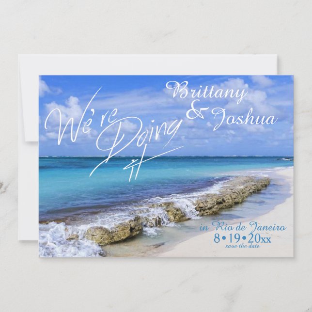Invitación Boda tropical lo hace en Beach Resort (Anverso)