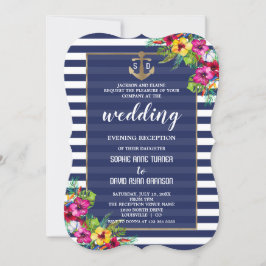 Invitación Boda tropical Luau Floral Recepción nocturna