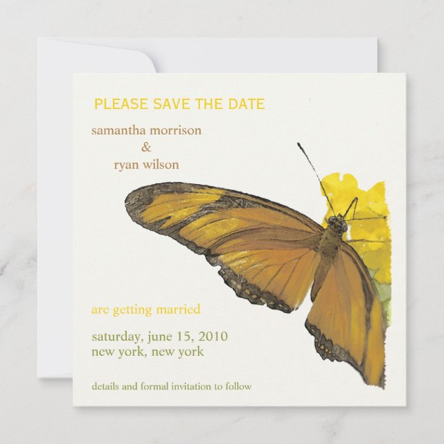 Invitación Boda tropical - Mariposa Guardar fecha (Anverso)