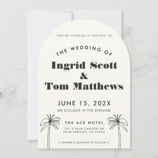 Invitación Boda Tropical Minimalista Arqueado (Anverso)