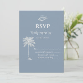 Invitación Boda tropical minimalista Dusty Blue RSVP
