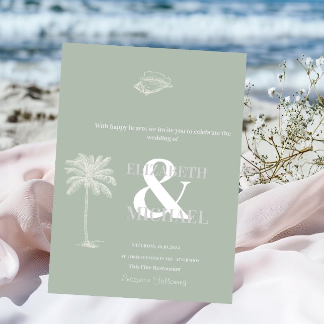 Invitación Boda tropical minimalista Mint Green (Subido por el creador)