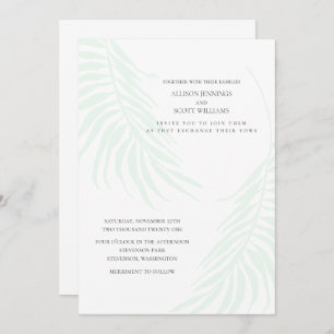 Invitación Boda tropical mínimo Moda verde y blanca