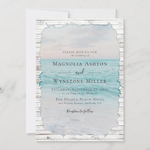Invitación Boda Tropical Moderno De Arena De Playa Elegante