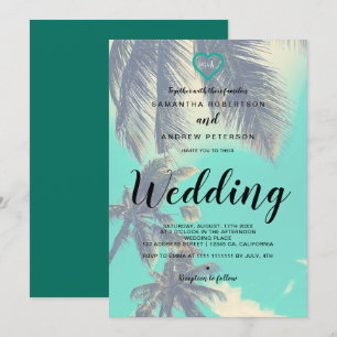 Invitación Boda tropical moderno de la foto de la capa de la