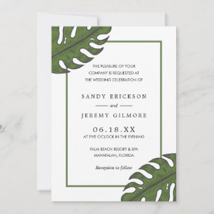 Invitación Boda Tropical Moderno Simple