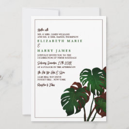 Invitación Boda Tropical Monstera Beach
