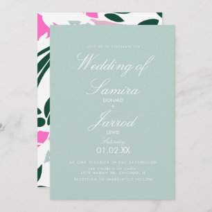 Invitación Boda Tropical Monstera Leaf de Primavera de Verano