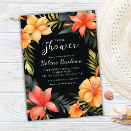 Invitación Boda tropical negro ducha de novia