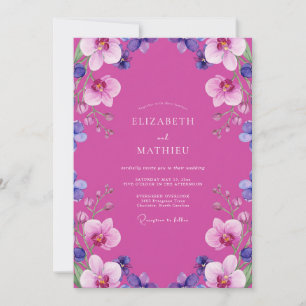 Invitación Boda Tropical Orquídea Magenta