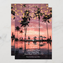 Invitación Boda Tropical Palm Beach Summer Sunset