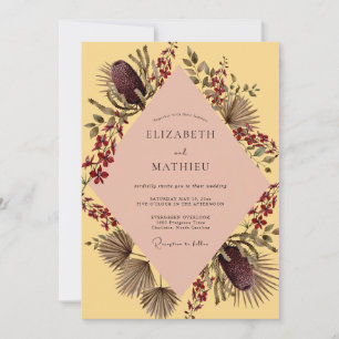 Invitación Boda Tropical Palma Eucalipto Ámbar