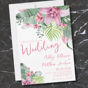 Invitación Boda Tropical Palma Floral
