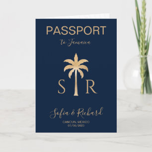 Invitación Boda tropical Pasaporte de destino Palm JAMAICA
