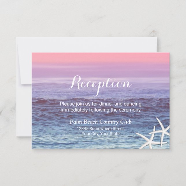 Invitación Boda Tropical Playa Estrella de Mar Recepción (Anverso)