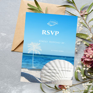 Invitación Boda Tropical Playa Océano RSVP