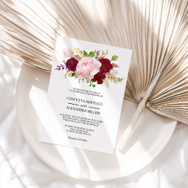 Invitación Boda Tropical Rojo y Romántico