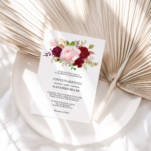 Invitación Boda Tropical Rojo y Romántico