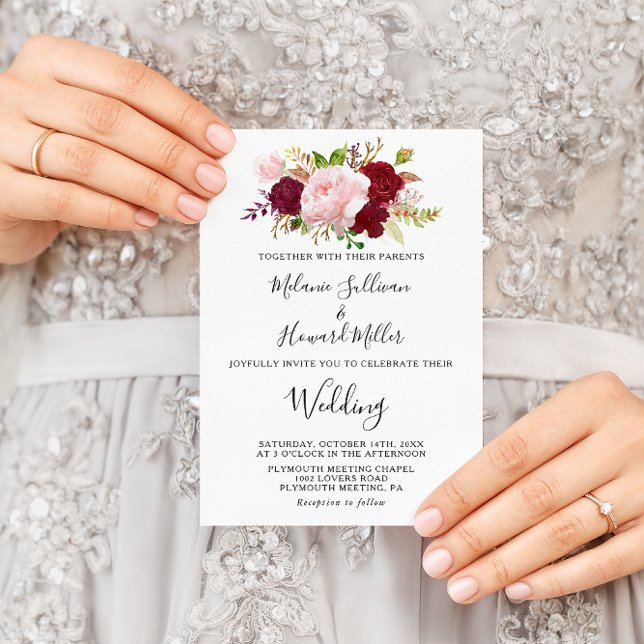 Invitación Boda tropical rojo y romántico (Subido por el creador)