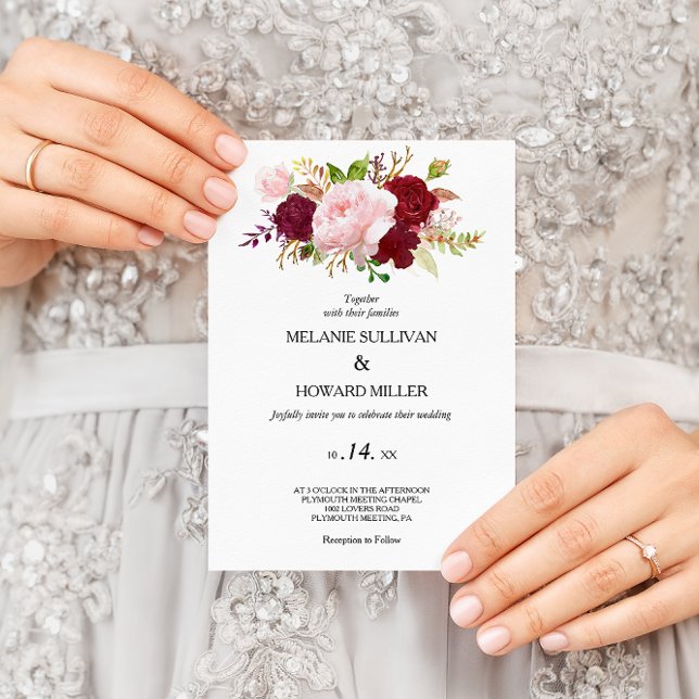 Invitación Boda Tropical Rojo y Romántico (Subido por el creador)