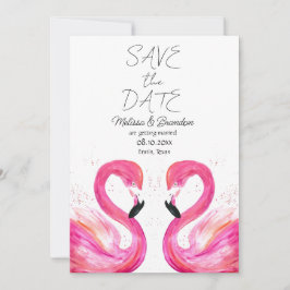 Invitación Boda Tropical Rosa Flamingo Beach